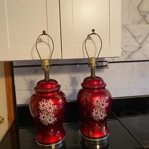 VINTAGE pair of 1970's Red Lamps